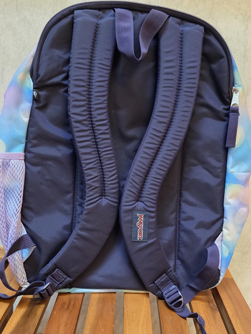 Jansport Big STU City Lights Pastel Bokeh Backpack in Light Blue and Pink